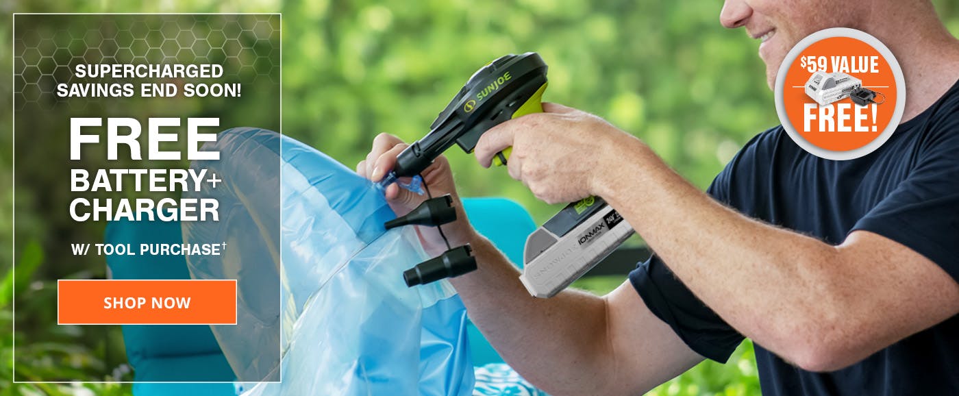SUPERCHARGED SAVINGS END SOON! | FREE BATTERY + CHARGER W/ TOOL PURCHASE† | $59 VALUE  FREE!
