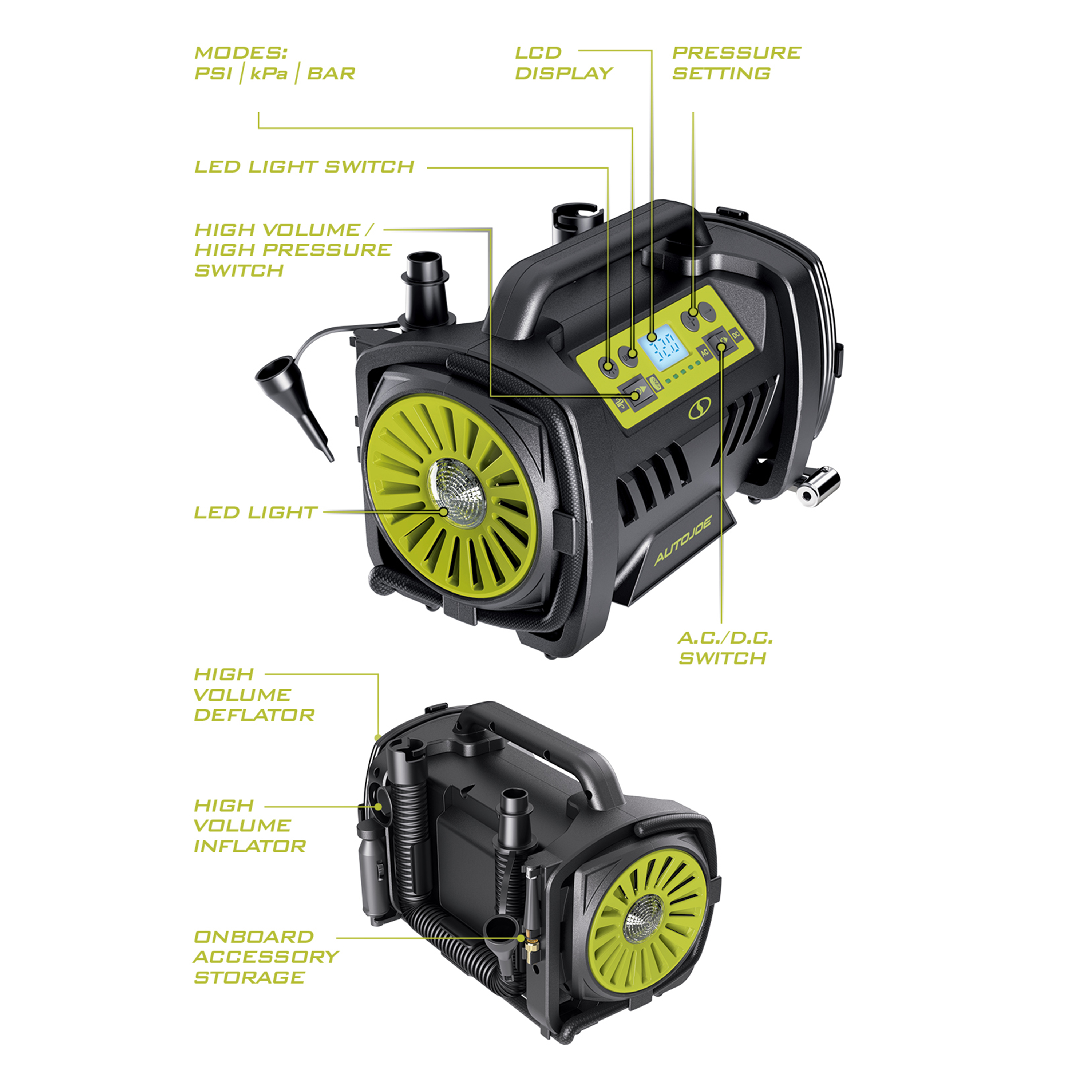 Auto Joe High Volume Pressure Tire Inflator Deflator