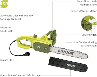 Sun joe swj599e tree limb clearance master electric handheld chainsaw