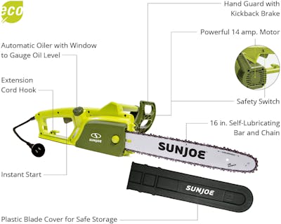 Details about   Sun Joe SWJ700E Electric Chain Saw16 inch14.0 Amp 2 Year Warranty ! 