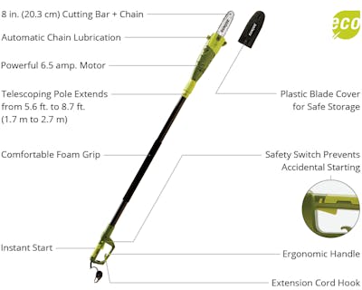 Sun joe swj800e electric store pole chain saw