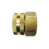 Side view of the Sun Joe Universal Dual Swivel Brass Double Female Connector for pressure washers.