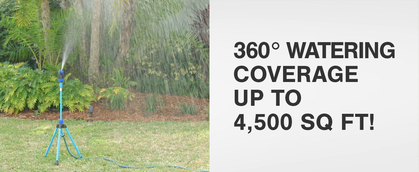 Aqua Joe 360° Telescoping Tripod Lawn Sprinkler 6 Patterns