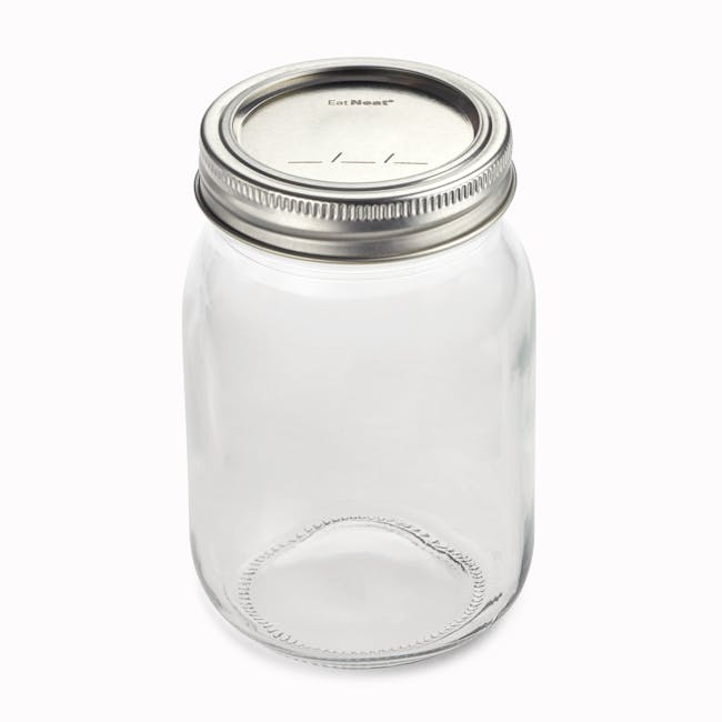 EatNeat 16-ounce Pint Glass Canning Jar with Airtight Metal Lid.