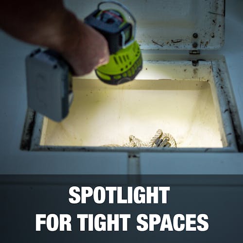 Floodlight being used to look in tight spaces