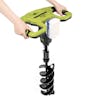 Person holding the Sun Joe 24-Volt 30-inch Cordless Earth Auger with a 4.0-Ah battery attached.