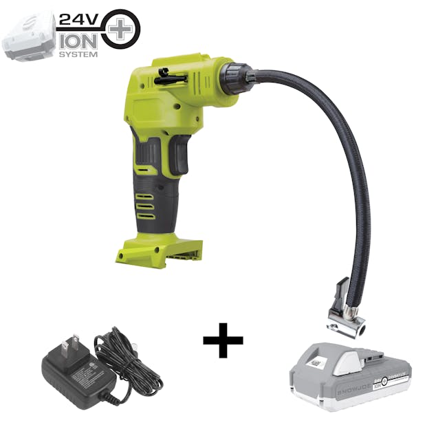 Sun Joe 24VAJCLTE Cordless Air Compressor with Nozzle Adap