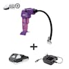 Auto Joe Cordless Portable Purple Air Compressor with a 1.3-Ah battery and charger.