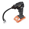 Sun Joe 24-Volt Cordless Portable Air Compressor in black with a 1.5-Ah lithium-ion Battery attached.