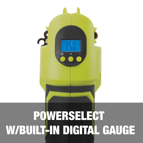 Power select with built-in digital gauge.