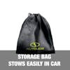 Storage bag stows easily in the car.