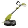 Sun Joe 24-volt cordless stringless 10-inch grass trimmer kit with a 2.0-Ah lithium-ion battery attached.