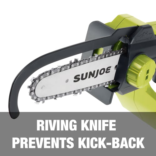 Riving knife prevent kickback.