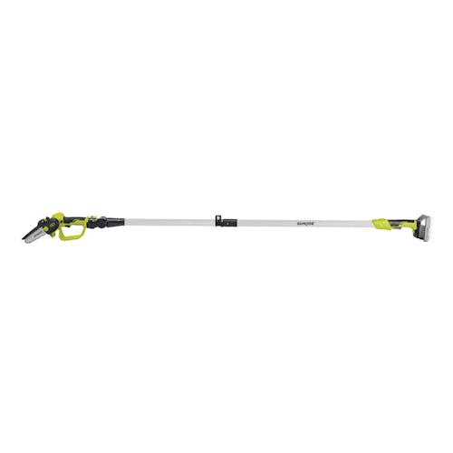 Side view of the Sun Joe 24-volt cordless Cordless Telescoping Pole Pruning Saw Kit.