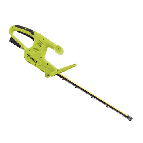 Side view of the Sun Joe 24-volt Cordless 18-inch hedge trimmer.