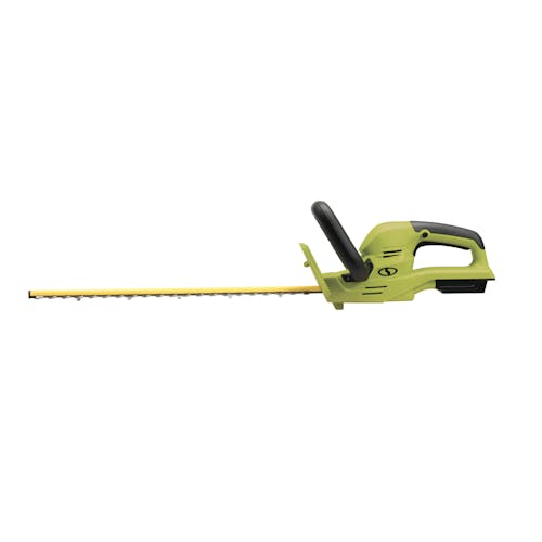 Side view of the Sun Joe 24-volt 22-inch cordless hedge trimmer.