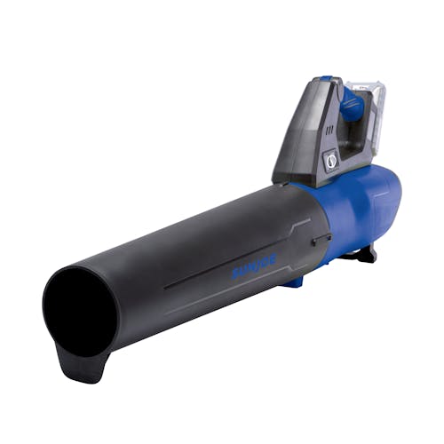 Right-angled view of the Sun Joe 24-Volt Cordless Blue Jet Leaf Blower.