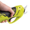 Close-up of the handle on the Sun Joe 24-volt Cordless Handheld and Long-Reach Pruner and Lopper