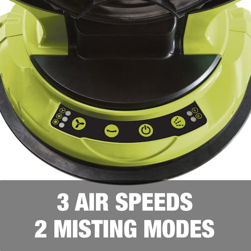 3 air speeds and 2 misting modes.