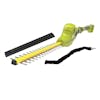 Sun Joe 24-volt cordless 17-inch pole hedge trimmer with blade cover and strap.