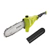 Sun Joe 24-volt cordless telescoping pole 8-inch chainsaw with blade cover.