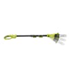 Side view of the Sun Joe 24-volt cordless telescoping pole 8-inch chainsaw showing its adjustable head.