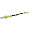 Side view of the Sun Joe 24-volt cordless telescoping pole 8-inch chainsaw.