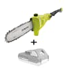 Sun Joe 24-volt cordless telescoping pole 8-inch chainsaw plus a 2.0-Ah lithium-ion battery.