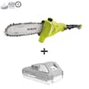 Sun Joe 24-volt cordless telescoping pole 8-inch chainsaw plus a 2.0-Ah lithium-ion battery.