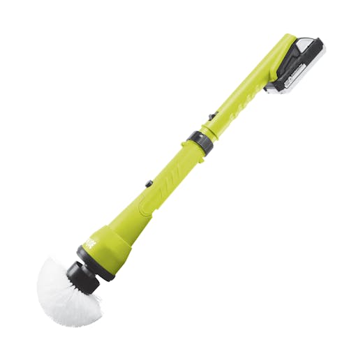 Sun Joe 24-volt Cordless Heavy-Duty Indoor/Outdoor Power Scrubber with a 1.3-Ah battery attached without the pole.