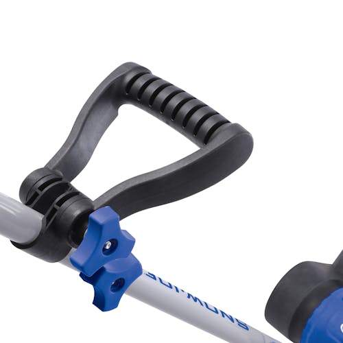 Close-up of the auxiliary handle on the Snow Joe 24-volt cordless 10-inch snow shovel kit.