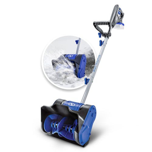 Snow Joe 24V-SS10  IONMAX cordless snow shovel with inset image of product in use