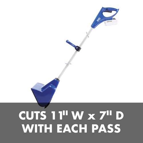 Cuts 11 inches wide and 7 inches deep with each pass.