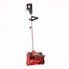 Front view of the Snow Joe 24-volt cordless 12-inch snow shovel kit in red with a 5.0-Ah lithium-ion battery attached.