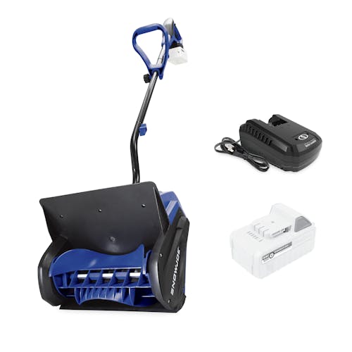 Snow Joe 24-volt cordless 13-inch snow shovel kit with a 5.0-Ah lithium-ion battery and quick charger.