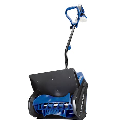 Snow Joe 24-volt cordless 13-inch snow shovel kit with a 4.0-Ah lithium-ion battery attached.
