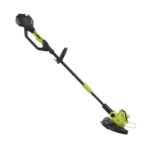 Side view of the Sun Joe 24-volt cordless 12-inch string grass trimmer.