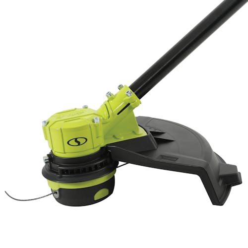 Close-up of the head on the Sun Joe 24-volt cordless 14-inch string trimmer kit.