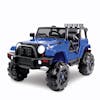 Snow Joe 24-Volt Ride On Kids Truck in a bright blue color.