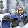 Child riding 24V SUV in snow