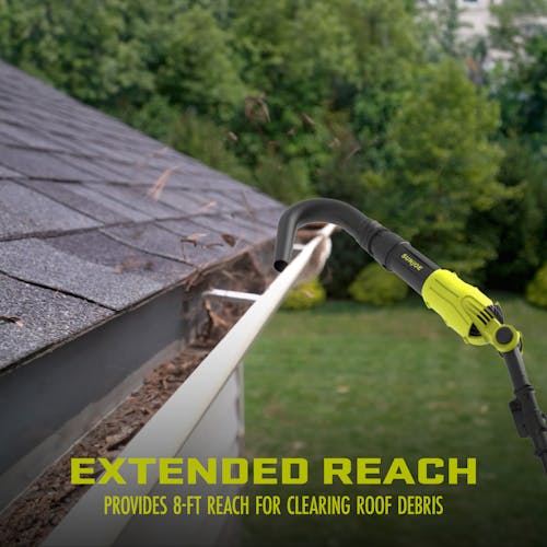 Extension pole accessory for 24V-TBP-LTE allows gutter cleaning