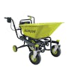 Angled view of the Sun Joe 24-Volt Cordless Self-Propelled Wheelbarrow.