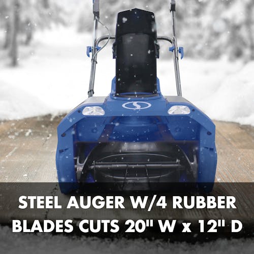 Steel auger with 4 rubber blades cuts 20 inches wide and 12 inches deep.