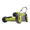 Bottom-angled view of the Sun Joe 48-volt cordless 21-inch lawn mower kit.