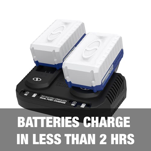 Batteries charge in less than 2 hours.