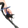 Flashlight on the handle for the Snow Joe 48-volt cordless snow blower kit with auto-rotate chute.