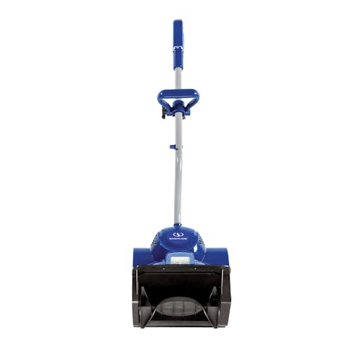 Front view of the Snow Joe 10-amp 11-inch electric snow shovel with headlight.