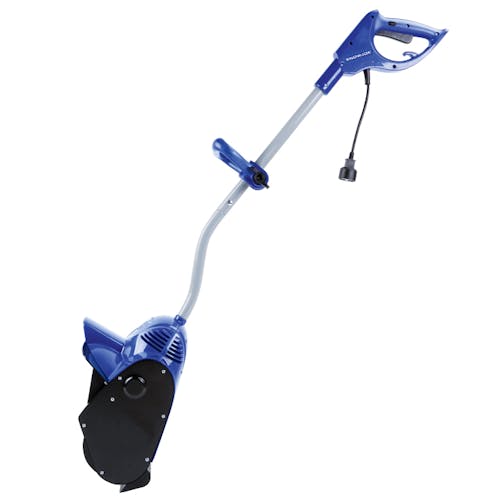 Side view of the Snow Joe 10-amp 11-inch electric snow shovel with headlight.