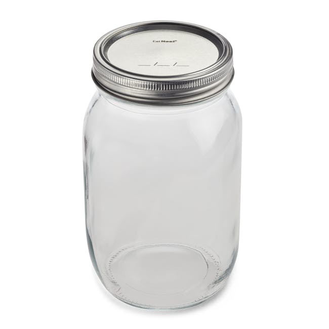 EatNeat 32-ounce quart wide mouth glass canning jar with airtight metal lid.