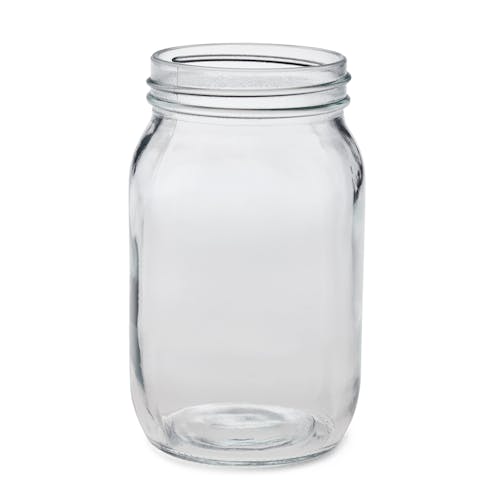 EatNeat 32-ounce quart wide mouth glass canning jar with no lid.